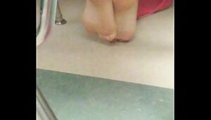 playful latina feet in the classroom